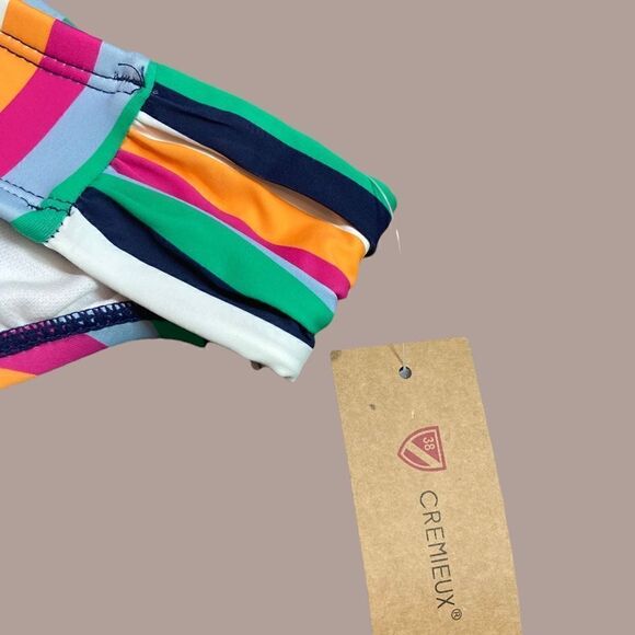 NWT Cremieux Rainbow Striped Ruched Sides Bikini Bottom - Picture 4 of 10